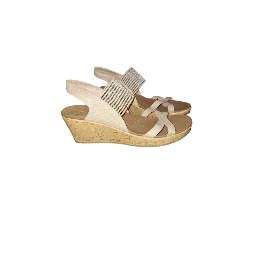 Skechers Multi Strap Wedge Sandals Rumbler Wave New Lassie Biege  Never Used